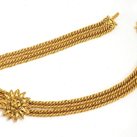 CHANEL Leo Lion Double Chain Necklace 17" Gold Tone Auth h11150 - Picture 4 of 8